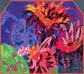 Blumenmuster, Illustration aus „Abhandlung über das Illumieren von Schablonen“ von Jean Saudé, veröffentlicht 1925